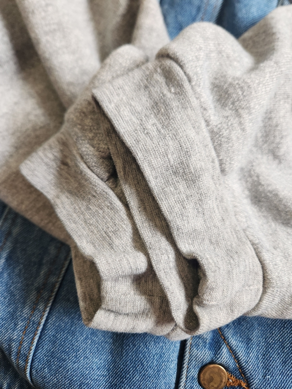 Rare Vintage 90s Fine Line Denim Trucker Jacket Fleece Hoodie and Sleeves Sz XL - Picture 12 of 12